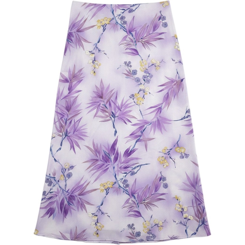 Kathie Lee Collection 3 Vintage Floral Maxi Skirt Purple‎ Chiffon A-Line